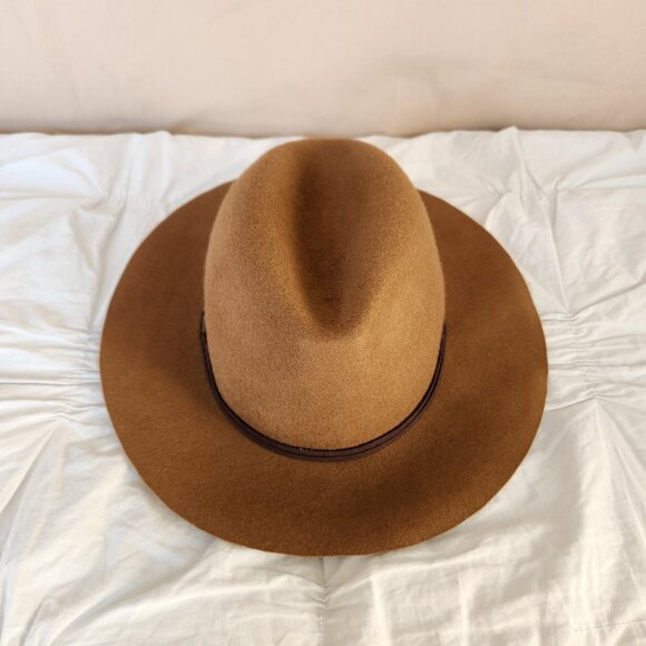 NWT Apt. 9 Pecan Brown 100% Wool Hat Wide Brim Felt Banded Floppy Fedora - Picture 2 of 10